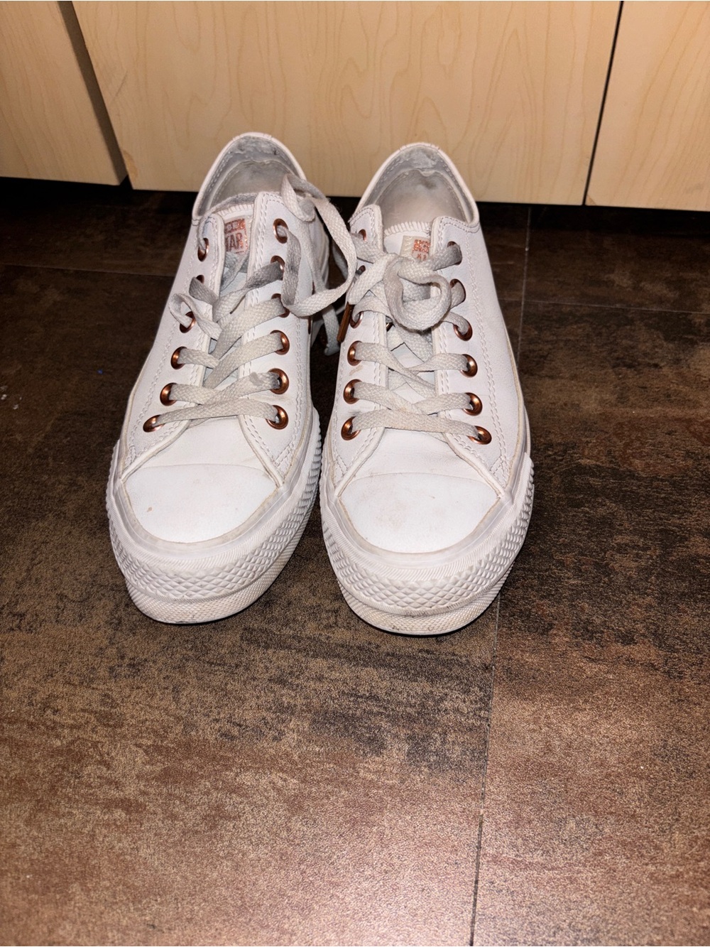 Converse Low Top Sneakers in White with Copper Eyelets